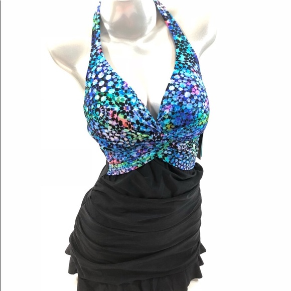 Gorgeous swimsuit (black, blue, and green) - Picture 2 of 7